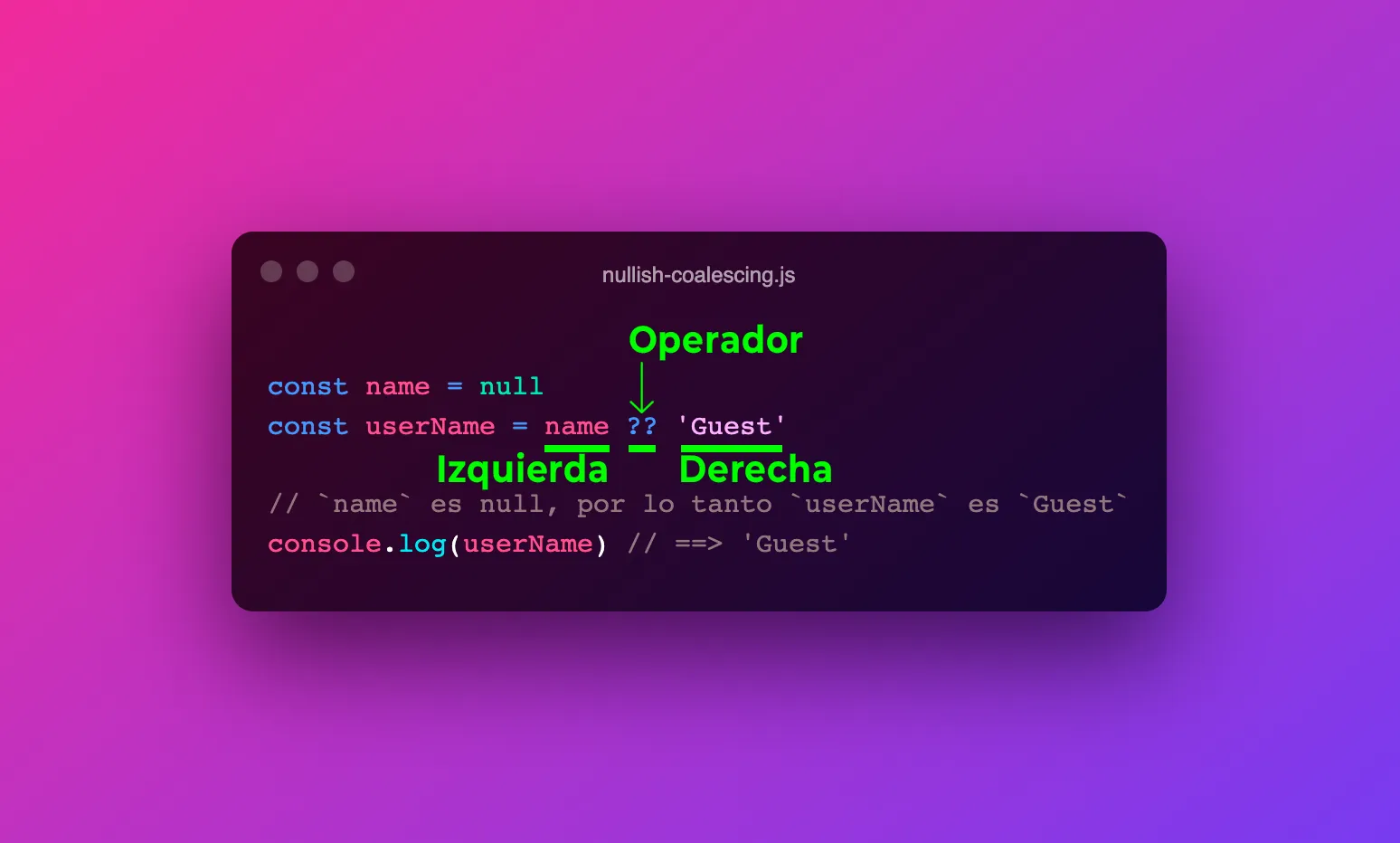 Nullish coalescing u operador de fusión nula